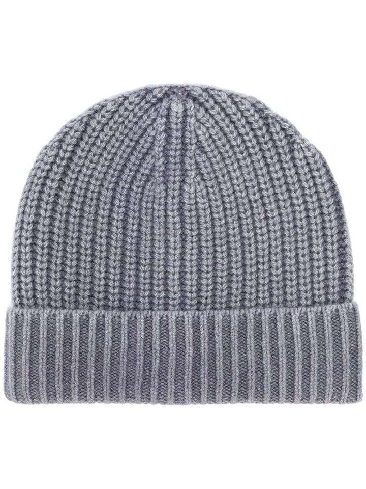 Iris Von Arnim Ribbed Beanie Hat - Grey