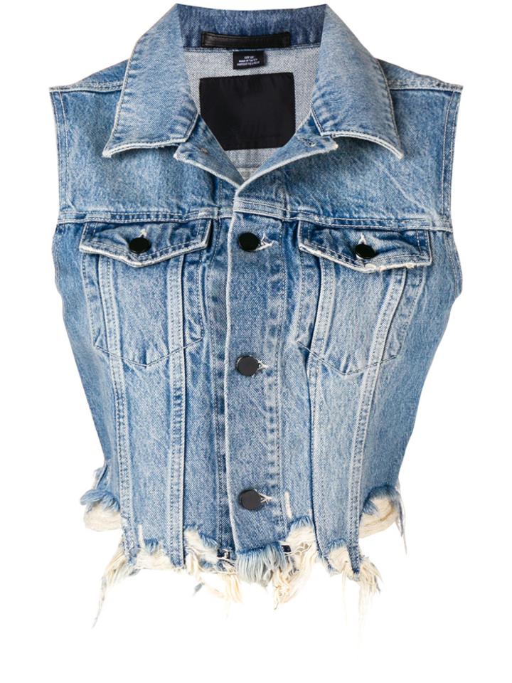 T By Alexander Wang Cropped Denim Vest - Blue