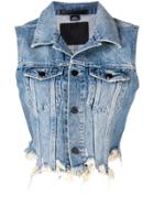 T By Alexander Wang Cropped Denim Vest - Blue
