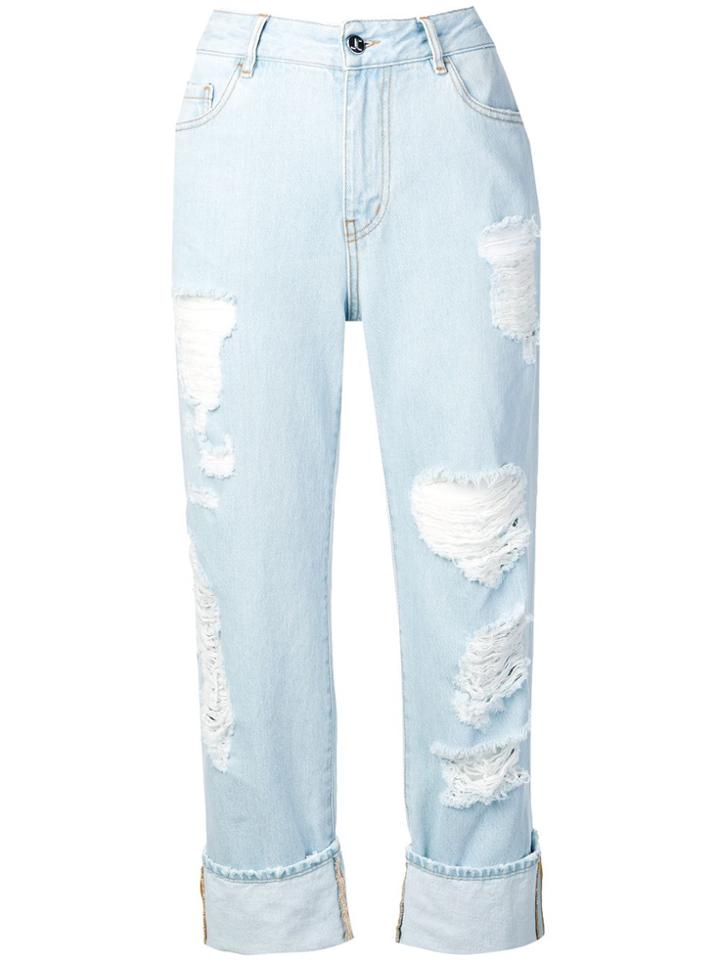 Just Cavalli Distressed Cropped Jeans - Blue