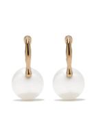 Hum 18kt Yellow Gold Silver Lip Pearl Drop Earrings