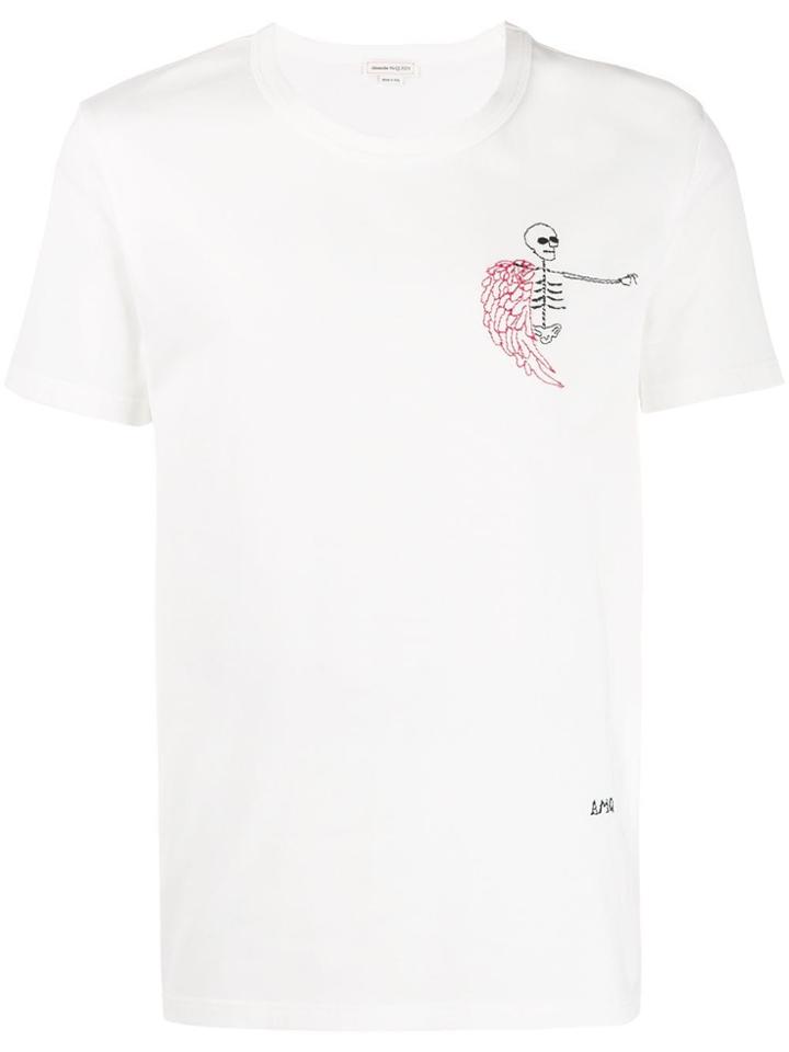 Alexander Mcqueen Stitched Skeleton T-shirt - White