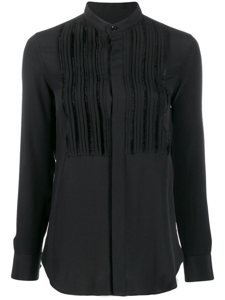 Saint Laurent Front Pleats Blouse - Black