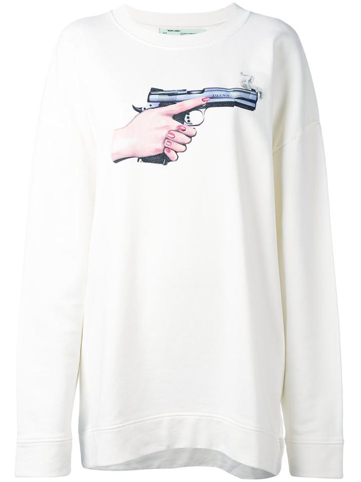 Off-white - Hand Gun Sweatshirt - Women - Cotton - M, White, Cotton