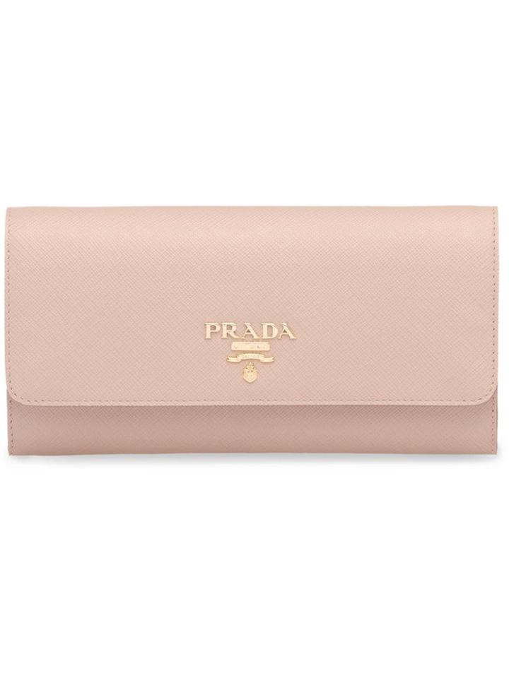 Prada Logo Foldover Clutch Bag - Pink