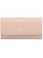Prada Logo Foldover Clutch Bag - Pink