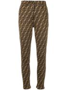 Fendi Slim Fit Logo Trousers - Brown