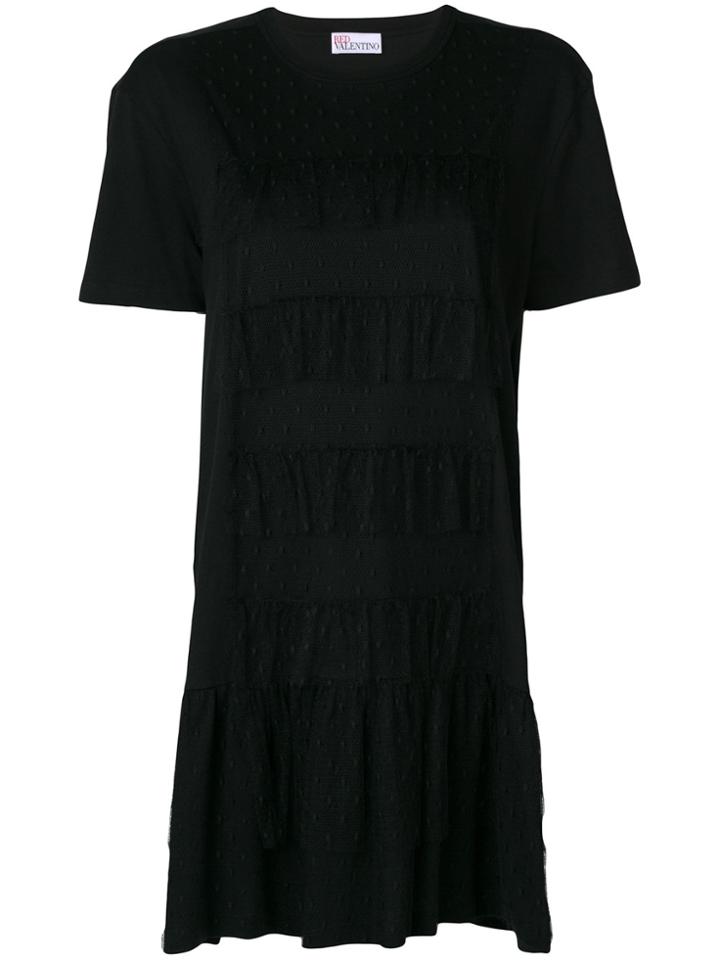 Red Valentino Ruffle Trim T-shirt Dress - Black
