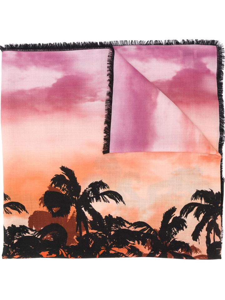 Valentino Palm Tree Print Scarf - Orange