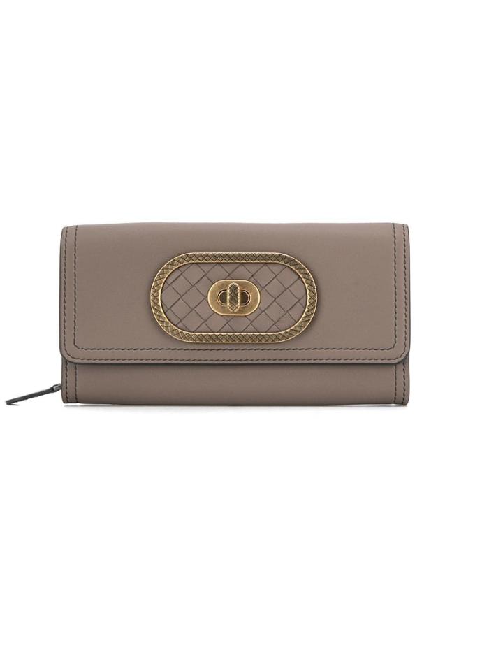 Bottega Veneta Intrecciato Twist-lock Wallet - Grey
