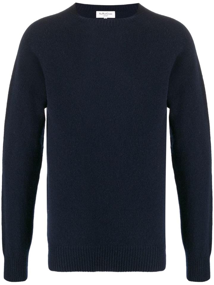 Ymc Marino Ribbed-knit Jumper - Blue