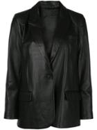 Nili Lotan Single Breasted Leather Blazer - Black