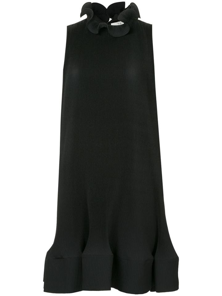Tibi Pleated Short Sleeveless Dress - Black