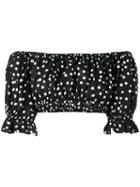 Dolce & Gabbana Polka Dot Print Cropped Top, Women's, Size: 44, Black, Cotton
