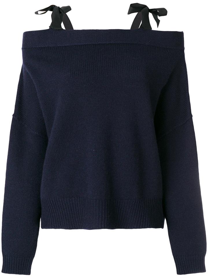 Miu Miu Cashmere Bow Detail Top - Blue