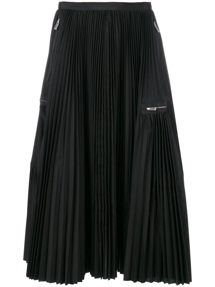 Sacai Pleated Zip Detail Skirt - Black