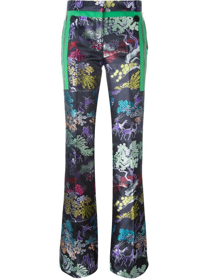 Marco De Vincenzo Side Zip Detail 'china' Print Flared Trousers