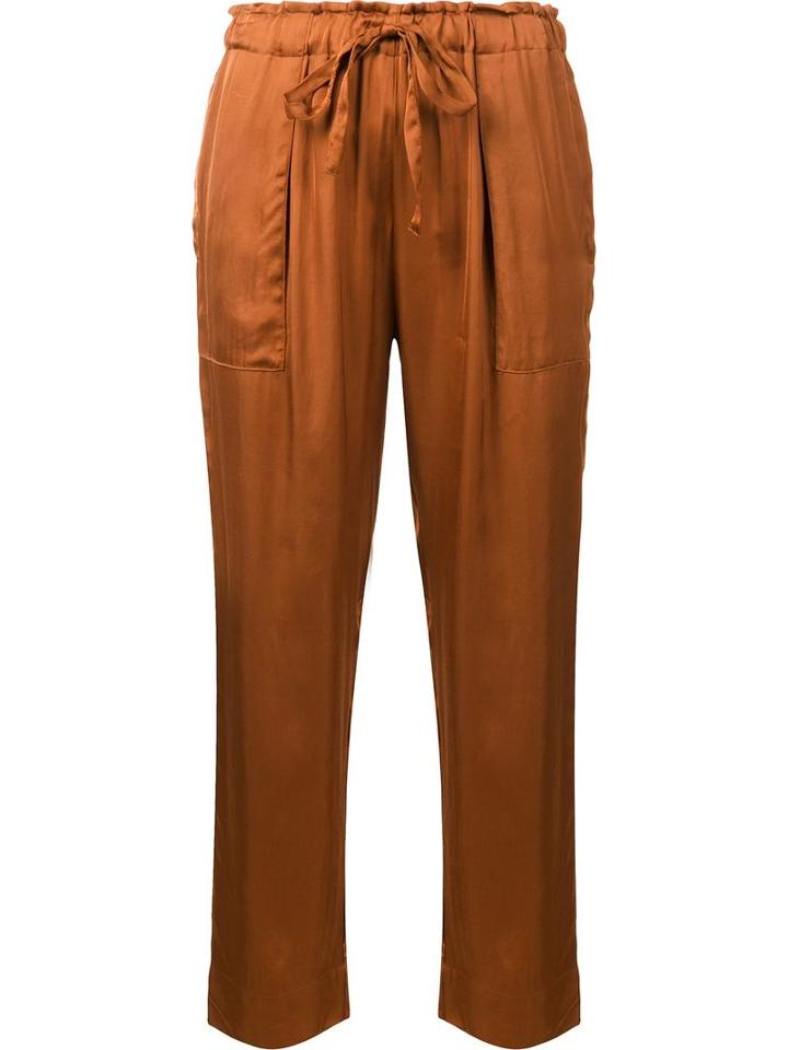 Raquel Allegra Drawstring Cropped Trousers, Women's, Size: 0, Brown, Cotton/viscose