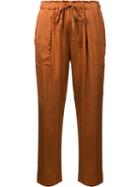 Raquel Allegra Drawstring Cropped Trousers, Women's, Size: 0, Brown, Cotton/viscose