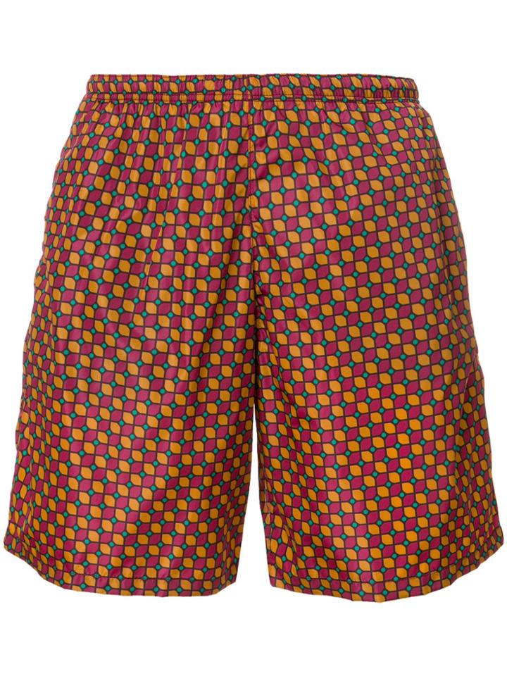 Prada Geometric Patterned Swim Shorts - Brown