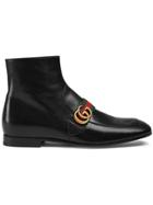 Gucci Leather Boots With Double G - Black