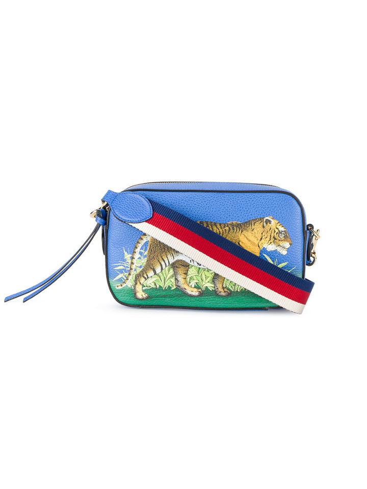 Gucci - Bengal Tiger Print Cross-body Bag - Women - Cotton/leather - One Size, Women's, Blue, Cotton/leather