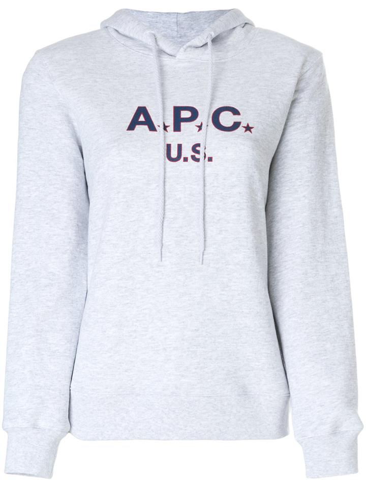 A.p.c. Logo Print Hoodie - Grey