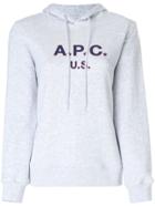 A.p.c. Logo Print Hoodie - Grey