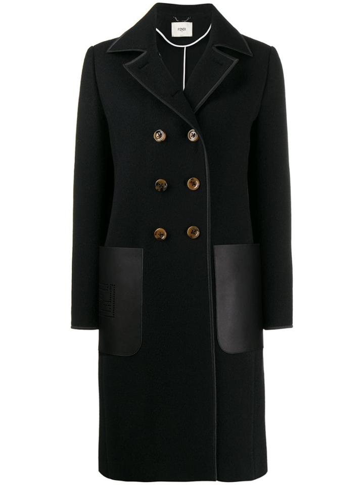 Fendi Patch Pocket Peacoat - Black