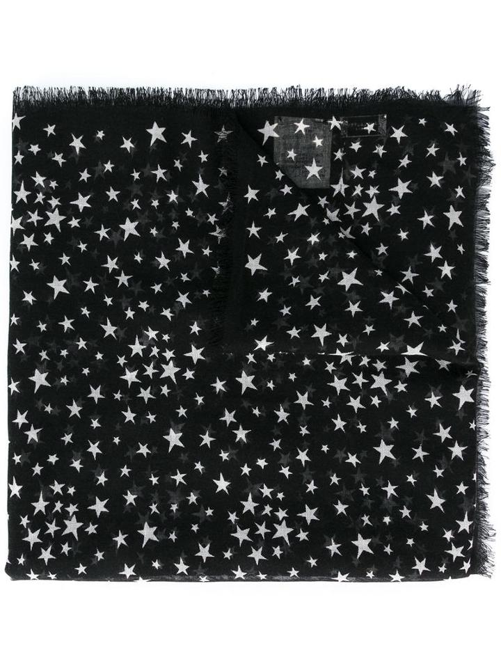 Saint Laurent 'étoiles' Large Printed Scarf, Black, Cashmere/silk