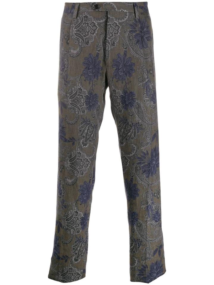 Etro Paisley Embroidered Trousers - Brown