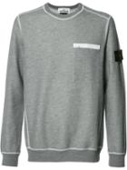 Stone Island Crew Neck Sweatshirt, Men's, Size: Large, Grey, Cotton/polyamide