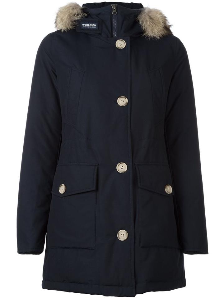 Woolrich Collar Detail Coat, Women's, Size: Xs, Blue, Cotton/polyamide/feather Down