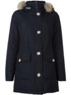 Woolrich Collar Detail Coat, Women's, Size: Xs, Blue, Cotton/polyamide/feather Down