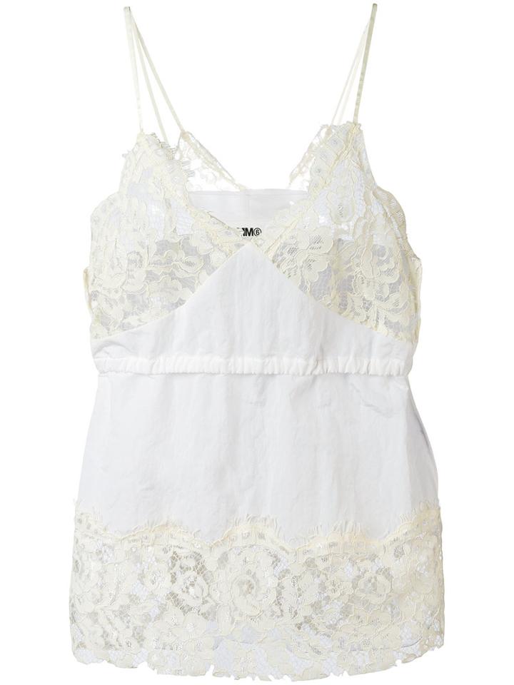 Mm6 Maison Margiela Negligee Style Vest Top, Women's, Size: 40, White, Polyamide