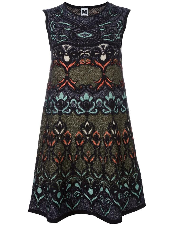 M Missoni Multi Print Shift Dress, Women's, Size: 46, Black, Acrylic/polyamide/wool/metallic Fibre