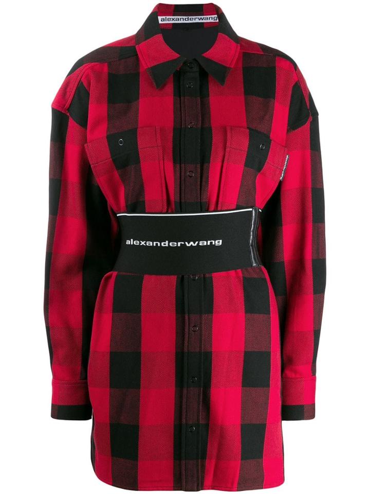 Alexander Wang Check Print Dress - Red
