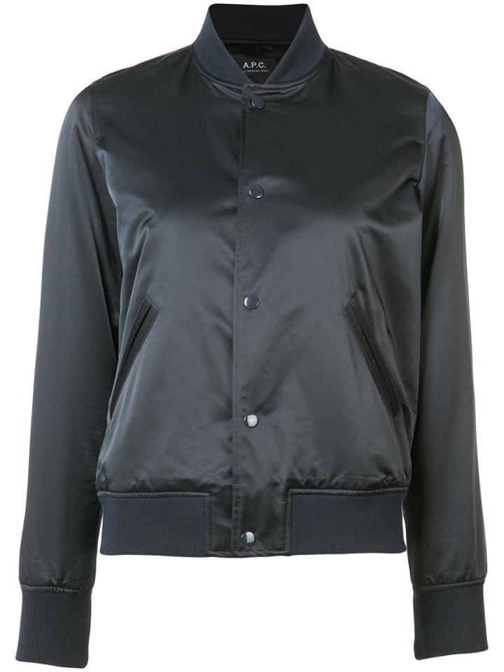 A.p.c. Button Up Bomber Jacket - Blue