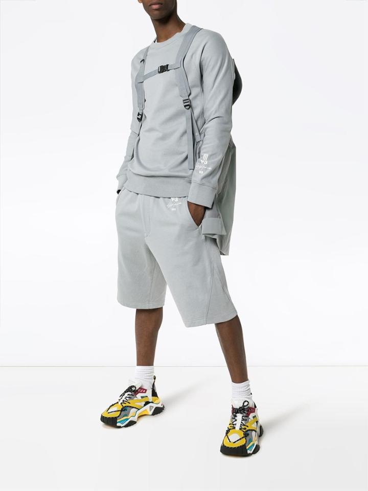 Y-3 Knee-length Cotton Track Shorts - Grey