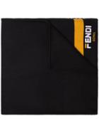 Fendi Multicoloured Fila Mania Logo Reversible Wool Scarf - Black