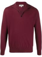 Canali Zipped Funnel-neck Pullover - Red