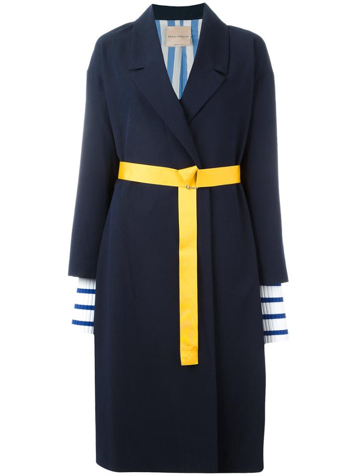 Erika Cavallini Oversized Midi Coat, Size: 42, Blue, Cotton/virgin Wool/acetate