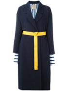 Erika Cavallini Oversized Midi Coat, Size: 42, Blue, Cotton/virgin Wool/acetate