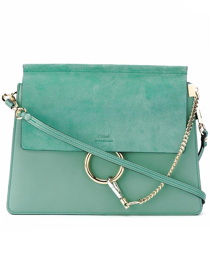 Chloé Faye Shoulder Bag, Women's, Green, Calf Leather/calf Suede