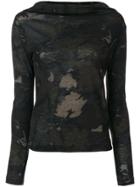 Y's Camouflage Boat Neck Top - Green
