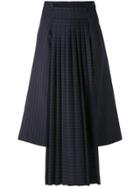Off-white Pinstripe Pleated Detail Skirt - Blue