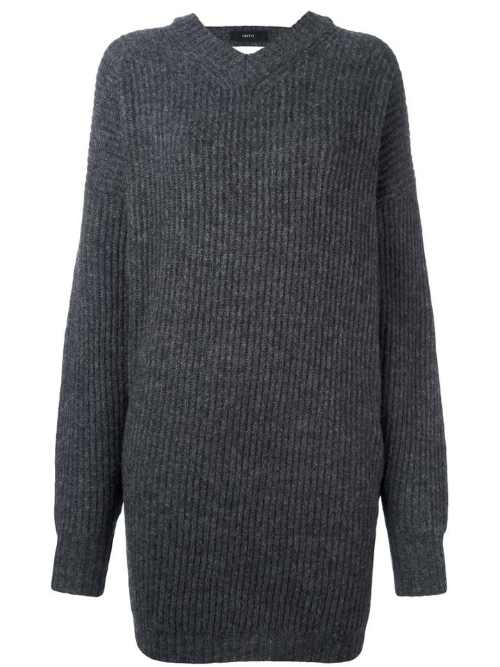 Ellery Oversized Open Back Jumper, Women's, Size: Small, Grey, Wool