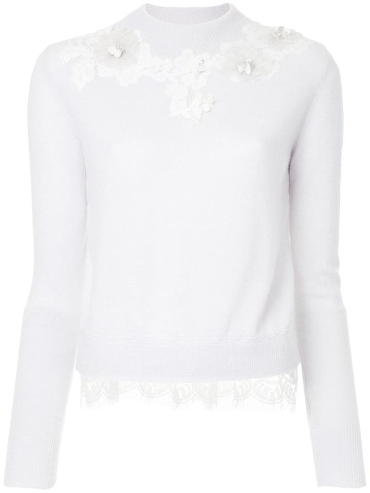 Onefifteen Floral Lace Patch Sweater - Pink