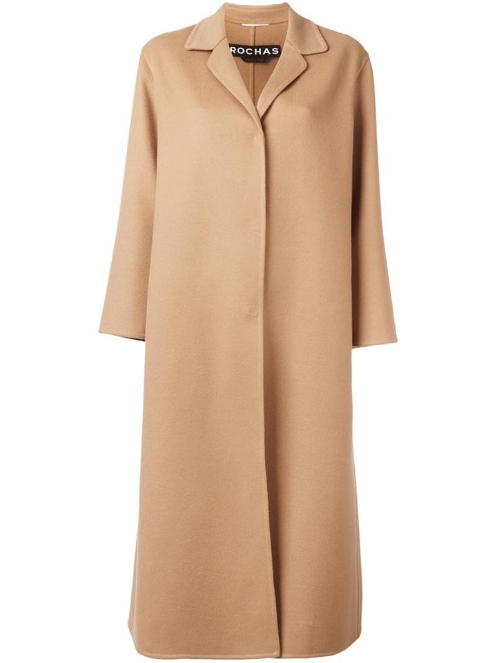 Rochas Concealed Fastening Coat, Women's, Size: 40, Nude/neutrals, Silk/angora/virgin Wool