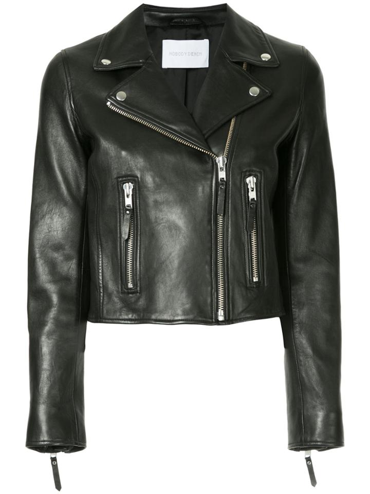 Nobody Denim Classic Leather Jacket Blk Leather - Black